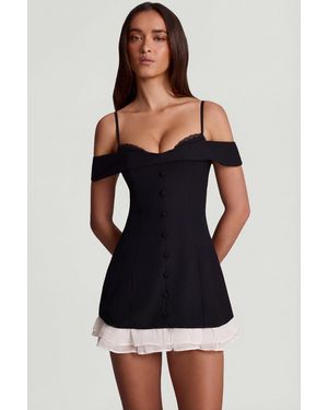 Oh Polly Off-Shoulder Ruffle A-Line Mini Dress - Black