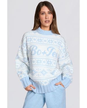BO+TEE Jacquard-Knit Oversized Jumper - Blue