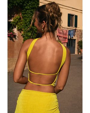 Oh Polly Choker-Detail Bandeau Top - Yellow