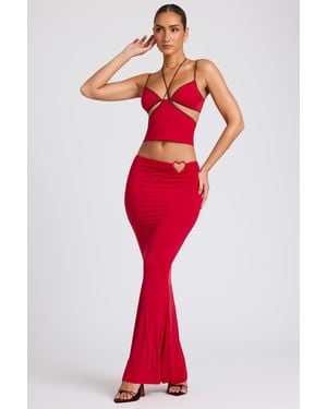 Oh Polly Mid Rise Maxi Skirt - Red