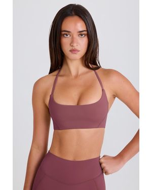 BO+TEE Scoop-Neck Halterneck Sports Bra - Purple