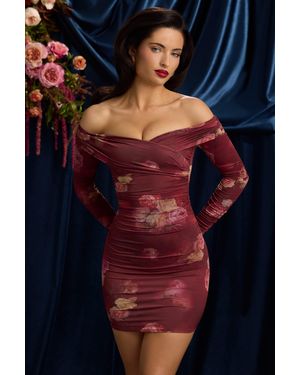Oh Polly Off-Shoulder Ruched Bodycon Mini Dress - Multicolour