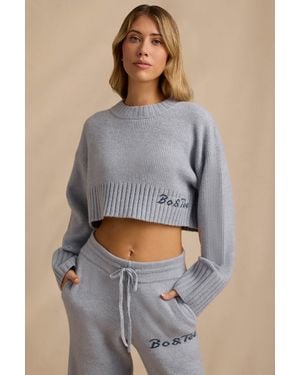 BO+TEE Ribbed Knit Cropped Jumper - Blue