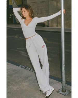 BO+TEE Soft Cotton Mid-Rise Wide-Leg Joggers - Grey