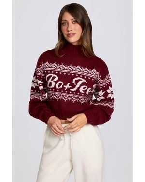 BO+TEE Jacquard-Knit Cropped Jumper - Red