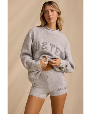 BO+TEE Mid-Rise Knit Mini Shorts - Grey