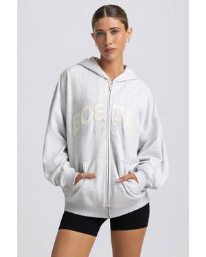 BO+TEE Oversized Zip-Up Hoodie - Grey