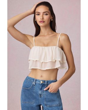 Oh Polly Ruffled Cropped Camisole Top - White