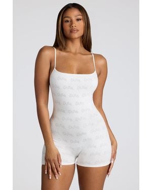 Oh Polly Strappy Low Back Pointelle Romper - White