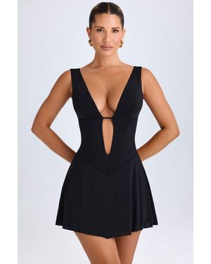 Oh Polly Plunge Cut-Out Mini Dress - Black