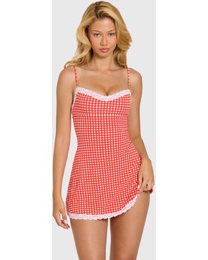 Oh Polly Modal Lace-Trim Midaxi Dress - Red