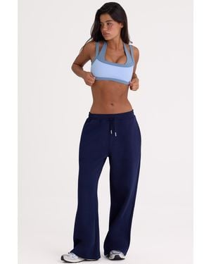 BO+TEE Brushed Jersey Wide-Leg Joggers - Blue