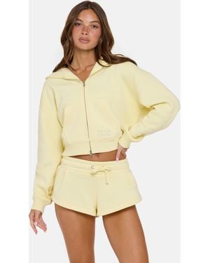 BO+TEE Oversized Zip-Up Hoodie - Yellow