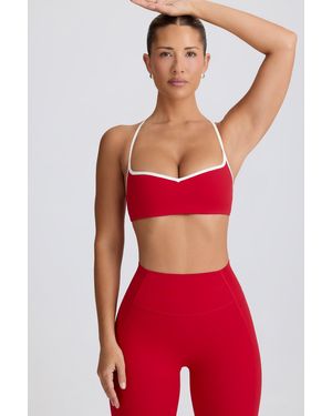 BO+TEE Soft Active Sweetheart-Neck Sports Bra - Red