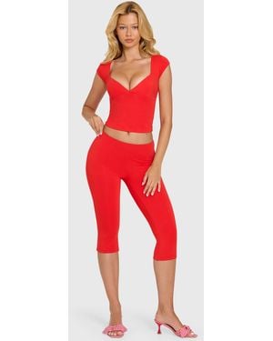 Oh Polly Modal Capri Leggings - Red