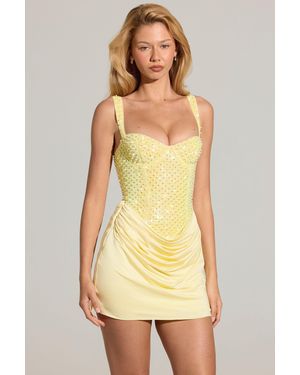 Oh Polly Embellished Corset Mini Dress - Yellow