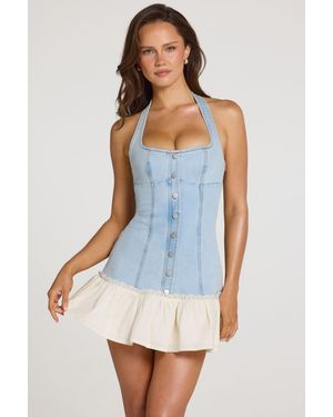 Oh Polly Denim Mini Dress - Blue