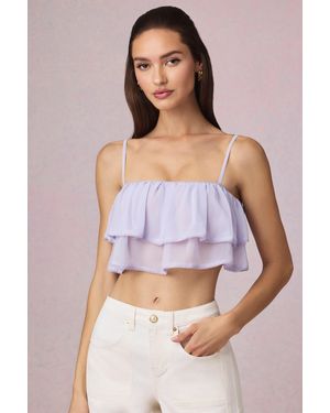 Oh Polly Ruffled Cropped Camisole Top - Purple