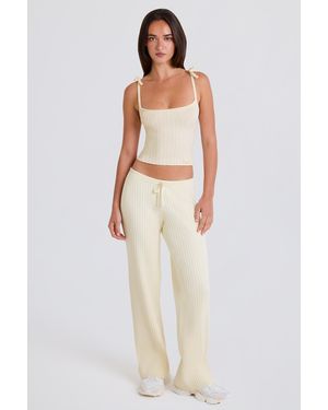 BO+TEE Ribbed Knit Wide-Leg Joggers - White
