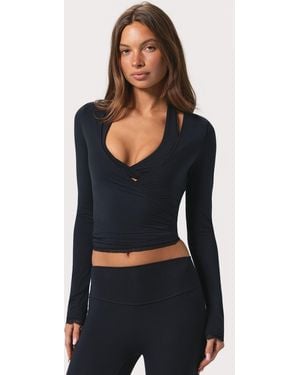 BO+TEE Soft Jersey Wrap Top - Black