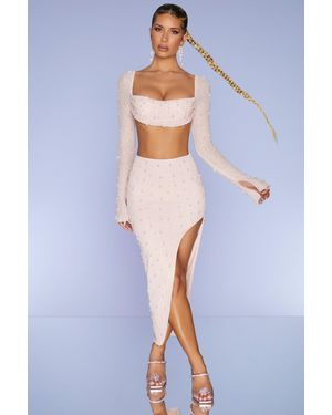 Oh Polly Embellished Maxi Skirt - Pink