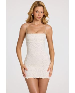Oh Polly Scalloped-Lace Mini Dress - White