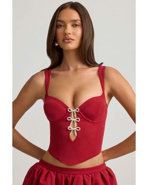 Oh Polly Cut-Out Bow-Detail Corset Top - Red