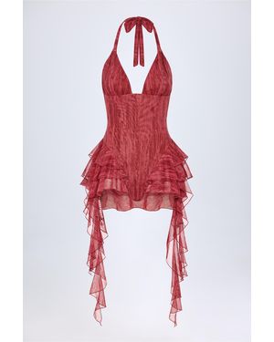 Oh Polly Ruffled Halterneck Bodysuit - Red