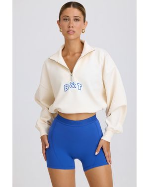BO+TEE Quarter-Zip Cropped Sweatshirt - White