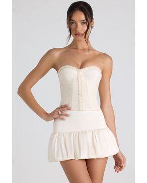 Oh Polly Bubble Hem Mid-Rise Micro Mini Skirt - White