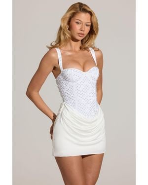 Oh Polly Embellished Corset Mini Dress - White