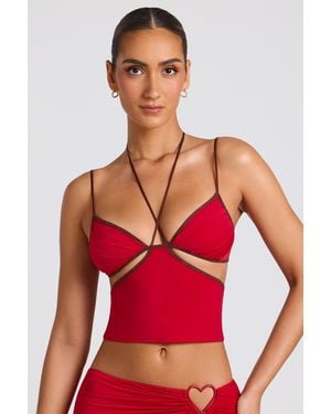 Oh Polly Contrast Binding Cami Top - Red