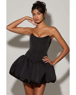 Oh Polly Lace-Up Bubble Hem Corset Micro Mini Dress - Black