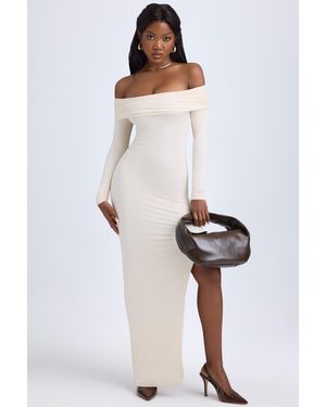 Oh Polly Modal Off-Shoulder Open-Back Maxi Dress - White