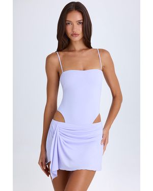 Oh Polly Draped Cut-Out Mini Dress - Purple