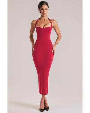 Oh Polly Halterneck Midaxi Dress - Red