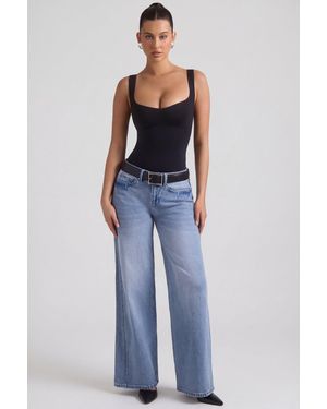 Oh Polly Low-Rise Wide-Leg Jeans - Blue