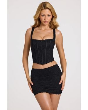 Oh Polly Lace Soft-Scoop Adjustable Corset Top - Black