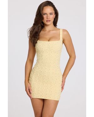 Oh Polly Embellished Square-Neck Mini Dress - Yellow