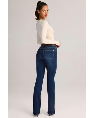 Oh Polly Denim Mid-Rise Flared Jeans - Blue