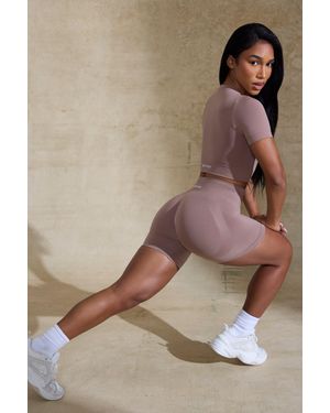 BO+TEE High Waist Define Luxe Mini Shorts - Natural