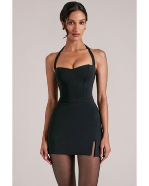 Oh Polly Longline Halterneck Top - Black