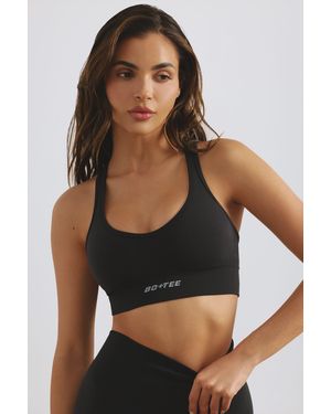 BO+TEE Plunge Neck Define Luxe Sports Bra - Black