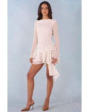 Oh Polly Long-Sleeve Open-Back Mini Dress - White