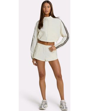 BO+TEE Terry Foldover Waist Shorts - White