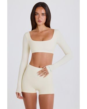 BO+TEE Long-Sleeve Crop Top - White
