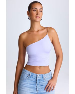 Oh Polly One-Shoulder Lace-Up Top - Purple