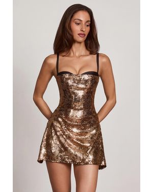 Oh Polly Embellished Corset A-Line Mini Dress - Metallic