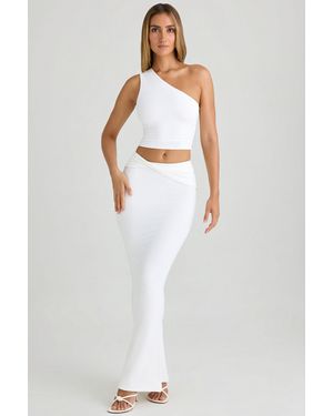 Oh Polly Modal Twist-Front Maxi Skirt - White