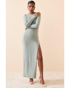 Oh Polly Long Sleeve Backless Maxi Dress - Green
